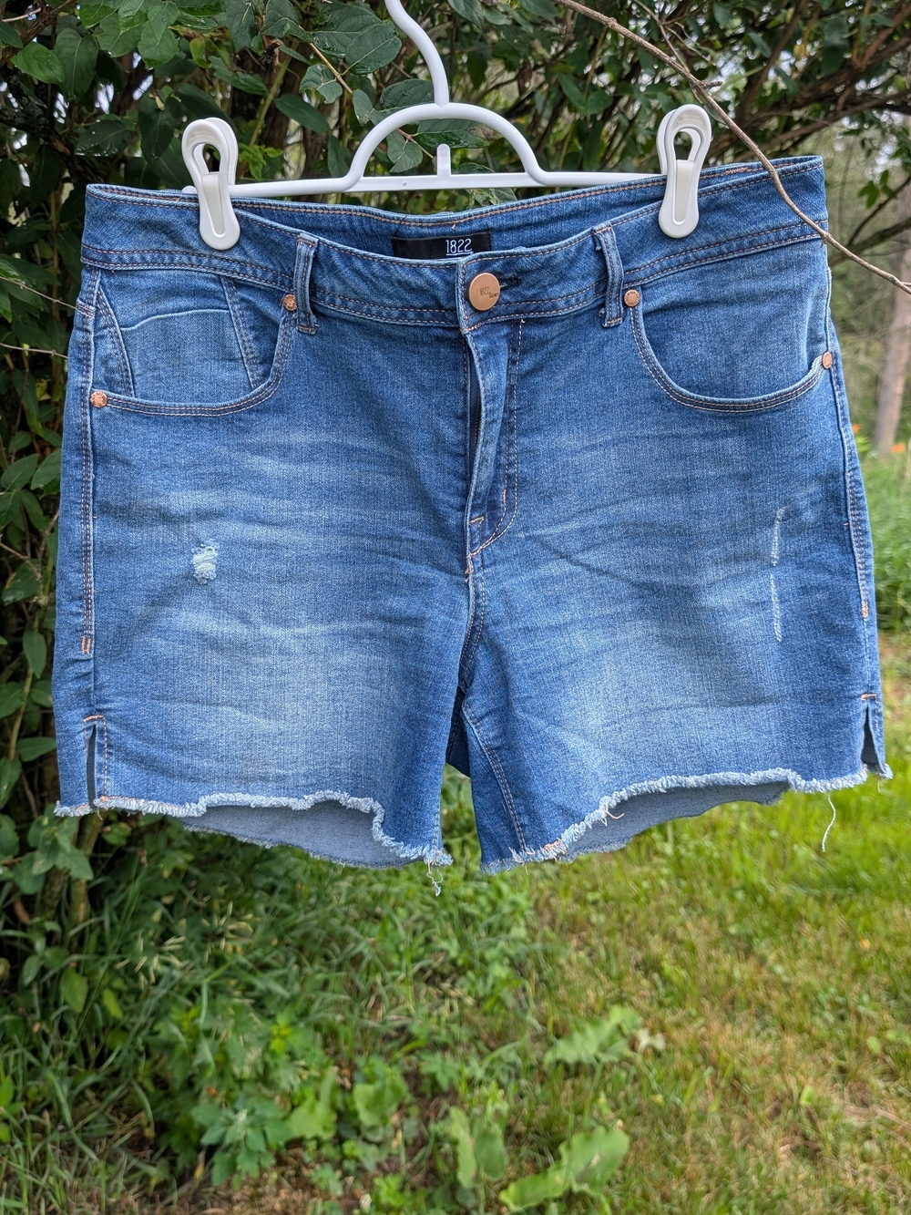 1822 Denim Distressed Blue Cutoff Jean Shorts